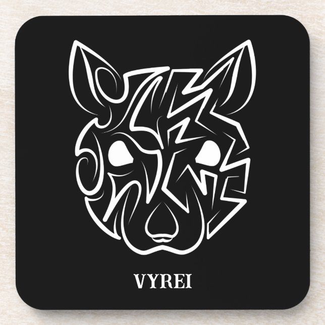 Posavasos Rata tribal negra y blanca (Frente)