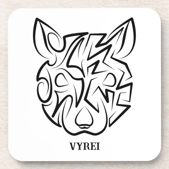 Posavasos Rata tribal negra y blanca (Frente)