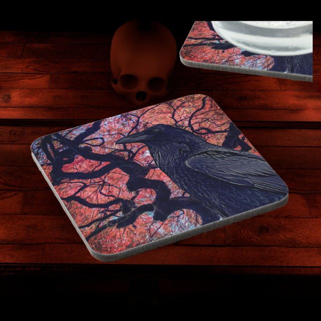 Posavasos Raven negro y arce japonés brillante (In situ)