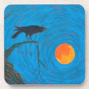 Posavasos Raven y Luna llena