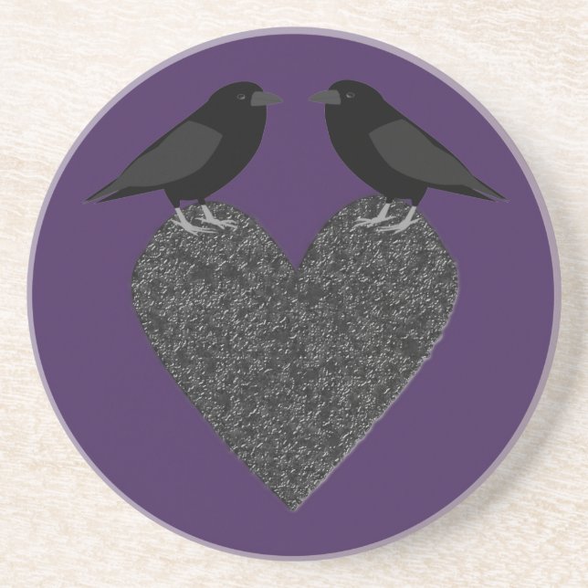 Posavasos Ravens góticas y corazón negro (Frente)