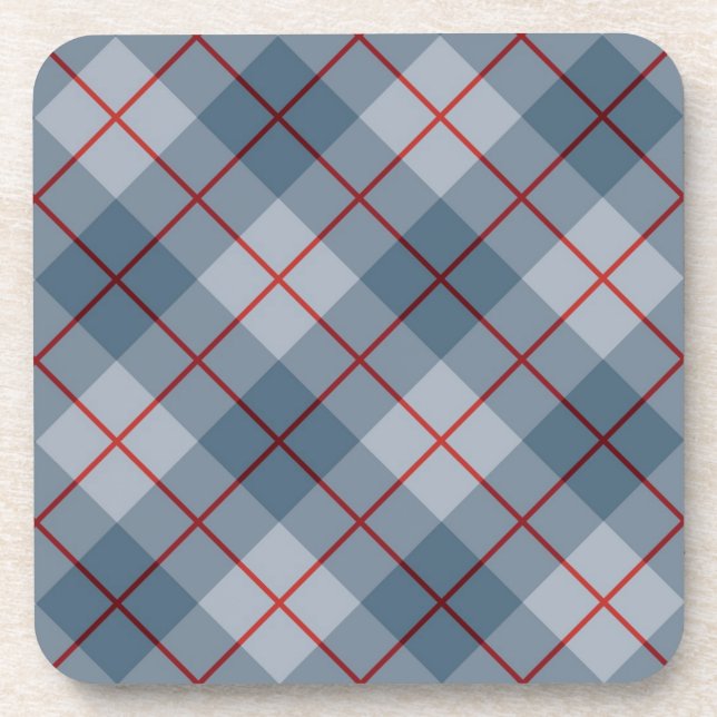 Posavasos Raya Azul-Roja de la tela escocesa diagonal (Frente)