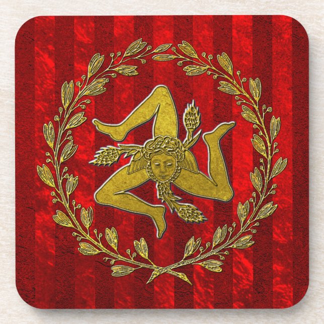 Posavasos Raya verde oliva siciliana del rojo de la (Frente)