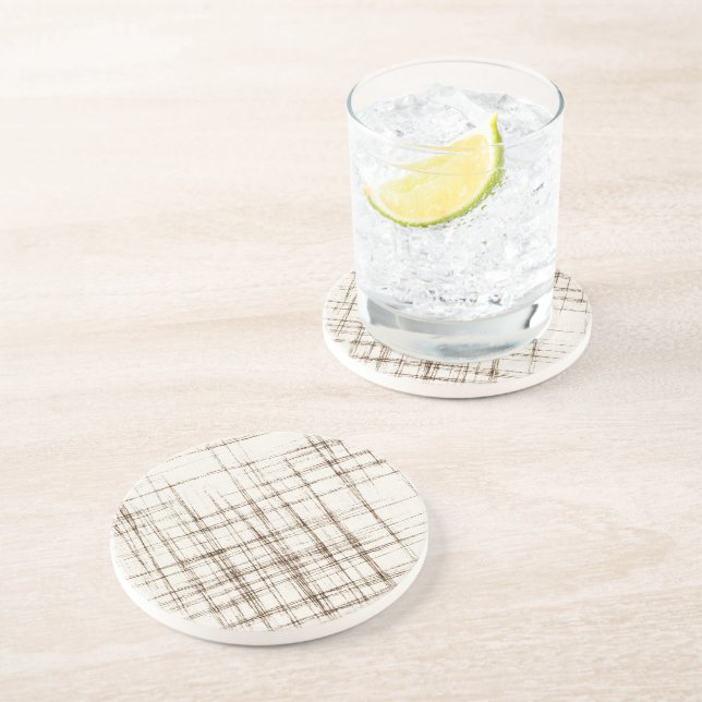 Posavasos Rayas abstractas de crema marrón (Lado)