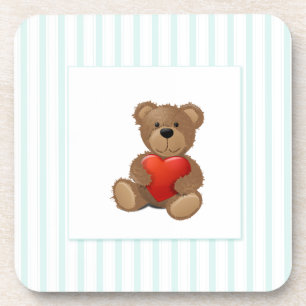 Posavasos Rayas Azules - Osito de peluche con corazón de San
