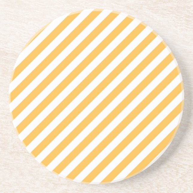 Posavasos Rayas blancas de flecha amarilla y blanca cálidas (Frente)