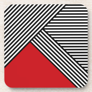Posavasos Rayas blancas y negras con triángulo rojo