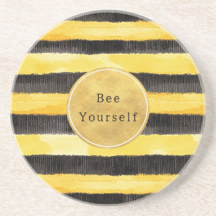 Posavasos Rayas de abeja negras amarillas doradas