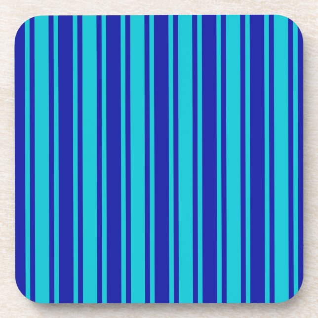 Posavasos Rayas de caramelo azul turquesa (Frente)