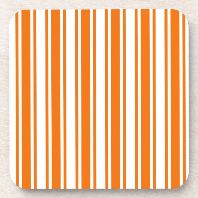 Posavasos rayas de caramelo blanco y naranja (Frente)