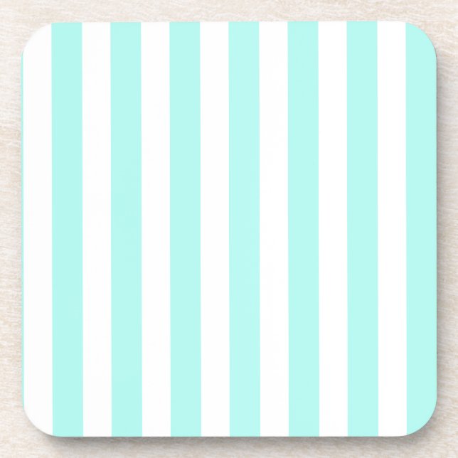 Posavasos Rayas de caramelo blanco y turquesa (Frente)