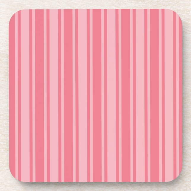Posavasos Rayas de caramelo rosa coral (Frente)