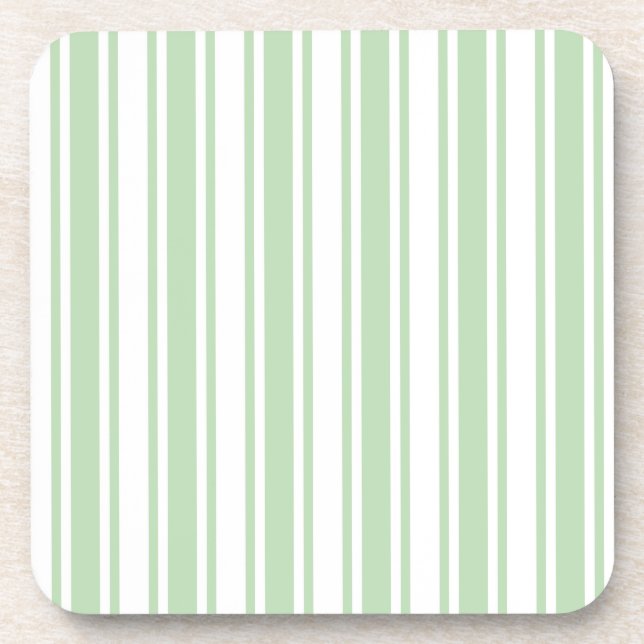 Posavasos Rayas de caramelo verde claro y blanco (Frente)