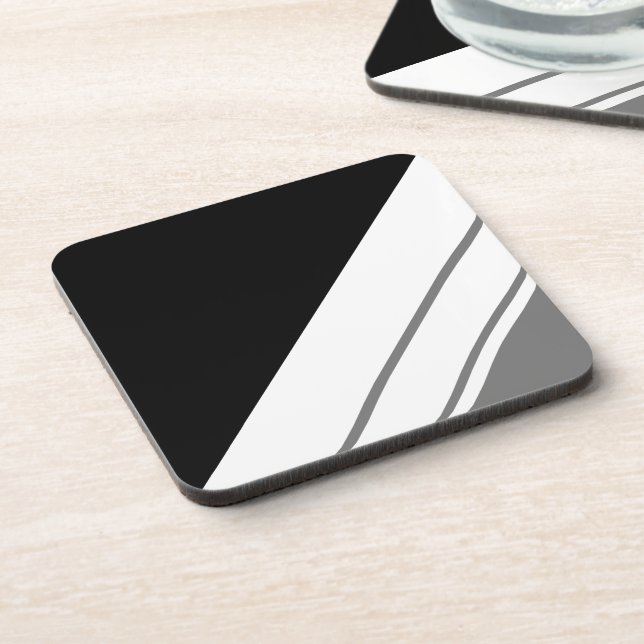 Posavasos Rayas de Carreras deportiva blanco gris negro mode (Lado Izquierdo)