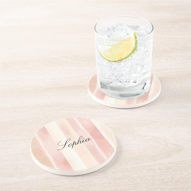 Posavasos Rayas de crema rosada de bonito (Lado)