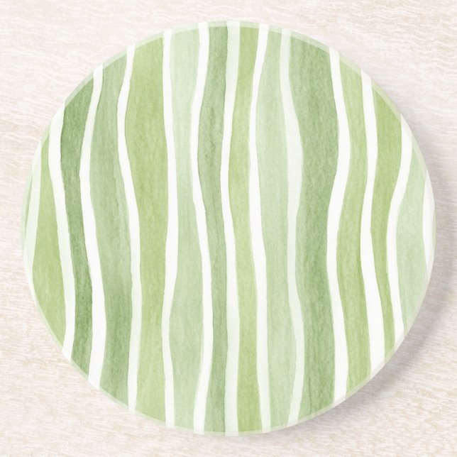 Posavasos Rayas de Crema Verde Lima Onduladas (Frente)