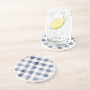 Posavasos Rayas de Cuadro Azul Blanco