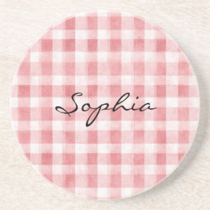 Posavasos Rayas de Cuadro Blancas Rosa Suave Femenino  