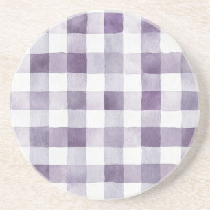 Posavasos Rayas de Cuadro Escocés Blanco Morado