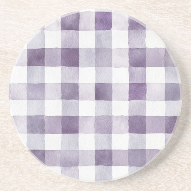 Posavasos Rayas de Cuadro Escocés Blanco Morado (Frente)