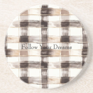 Posavasos Rayas de Cuadro Marrón Crema  