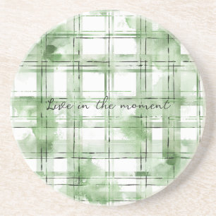 Posavasos Rayas de Cuadro Verde Blanco