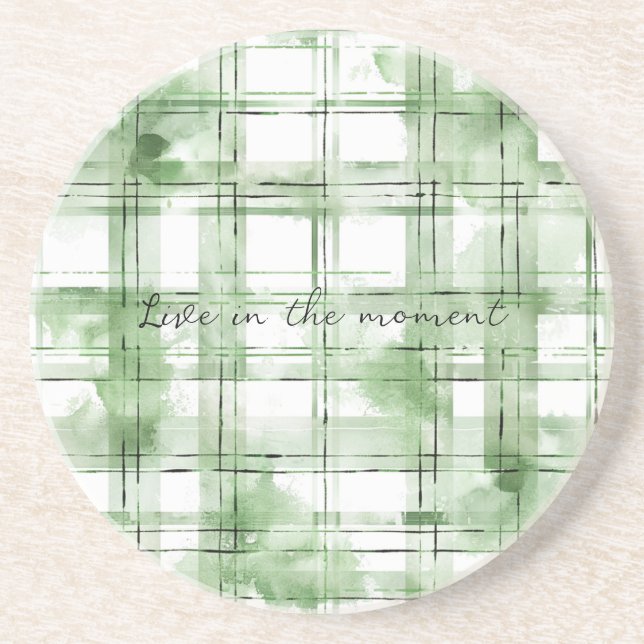 Posavasos Rayas de Cuadro Verde Blanco (Frente)