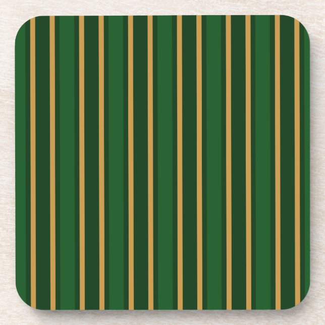 Posavasos Rayas de dulces verdes y dorados (Frente)
