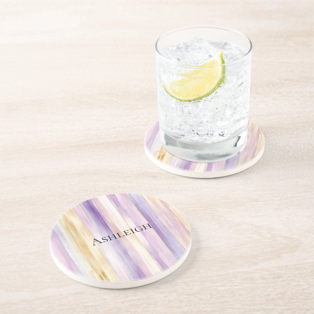 Posavasos Rayas de Iris de Crema Púrpura   (Lado)