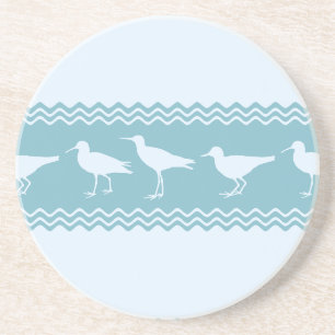 Posavasos Rayas de pájaro de arena azul costero