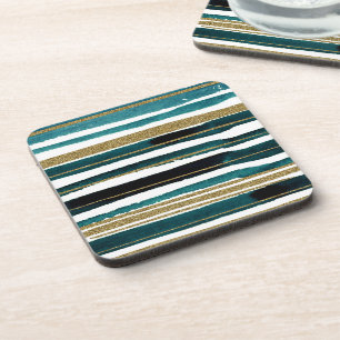Posavasos Rayas de purpurina verdes y doradas