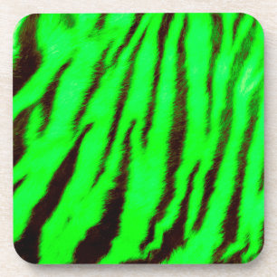 Posavasos Rayas de tigre verde salvaje y vibrante