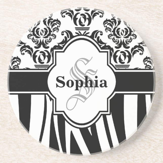 Posavasos Rayas de zebra Guay de Damasco de época (Frente)