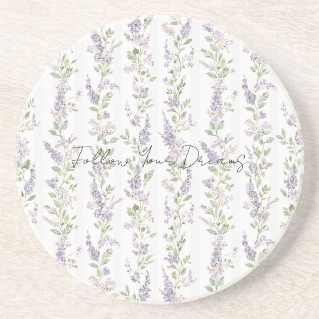 Posavasos Rayas Florales Blancas Lavanda (Frente)
