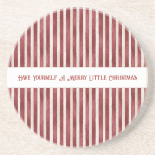 Posavasos Rayas Rojas Blancas Feliz Pequeña Navidad