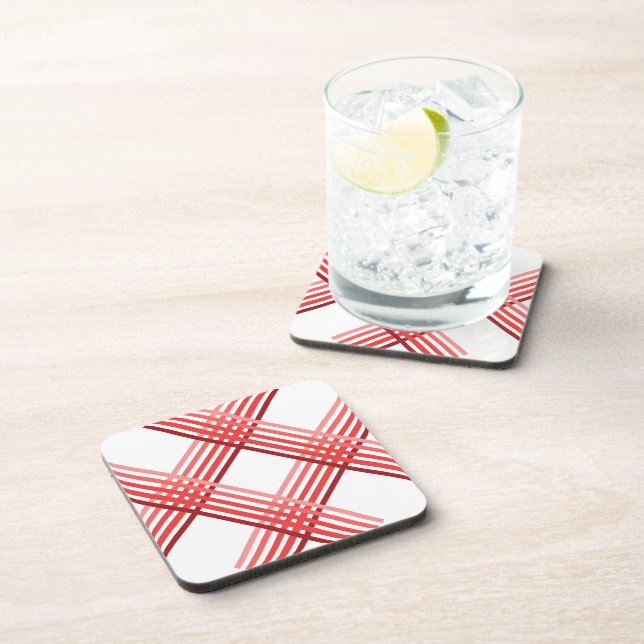 Posavasos - Rayas Rojas Cruzadas en Diagonal (Lado Derecho)