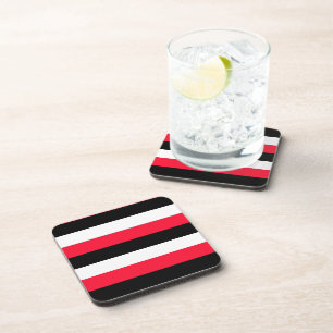 Posavasos Rayas rojas, negras y blancas