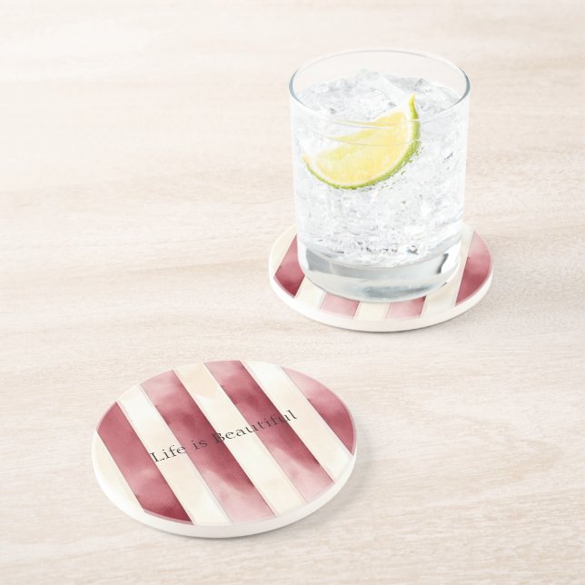Posavasos Rayas rojas y crema (Lado)