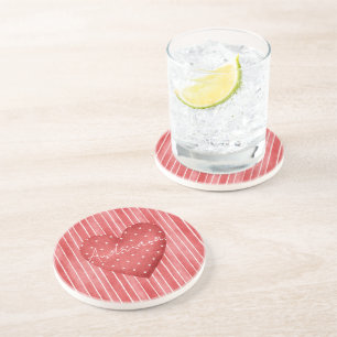 Posavasos Rayas Rojos y Blancos Lunares Corazón