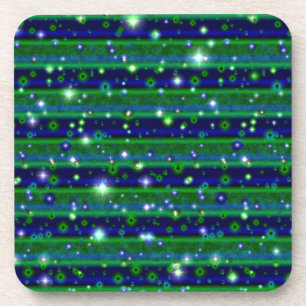 Posavasos Rayas verdes azules con estrellas y gotas de lluvi