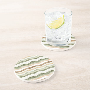Posavasos Rayas Verdes Crema Marrón