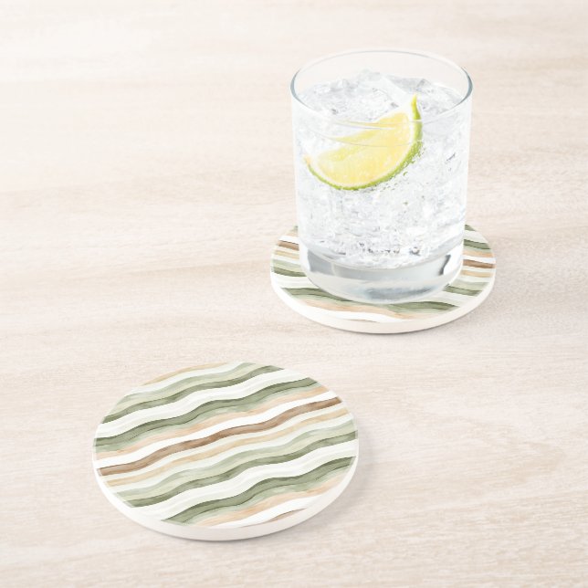 Posavasos Rayas Verdes Crema Marrón (Lado)