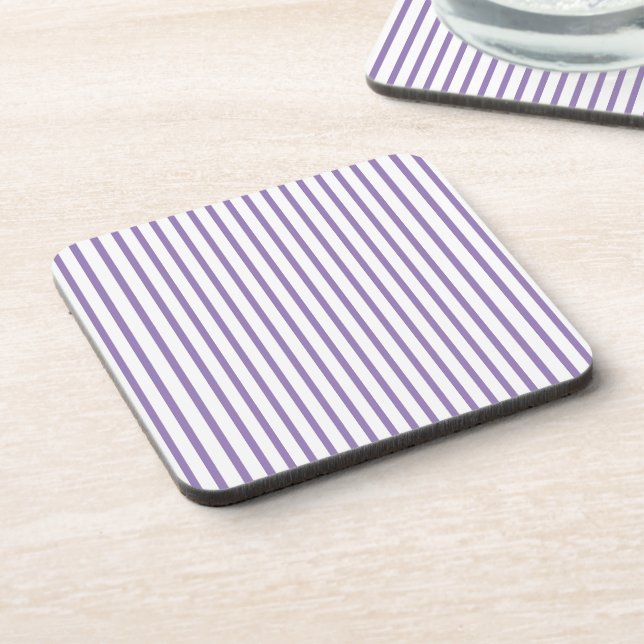 Posavasos Rayas verticales delgadas Lavanda rayada (Lado Izquierdo)