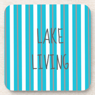 Posavasos Rayo blanco gris turquesa vivo en el lago