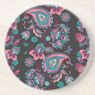 Posavasos Rayo Paisley: negro decorativo sin foco