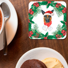 Posavasos Razas de perros al acuarela, pastor alemán Navidad