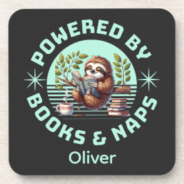 Posavasos Reader Sloth. Unique Gift for Book Lover