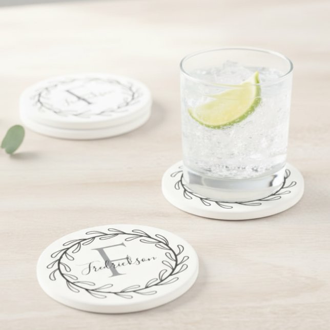 Posavasos Realtor Closing Gift Wreath Monogram (Realtor Closing Gift Wreath Monogram Coasters)