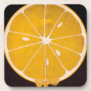 Posavasos rebanada de limón amarillo brillante