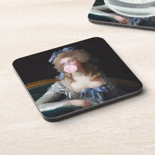 Posavasos Recatada con chicle rosa (Lado Izquierdo)